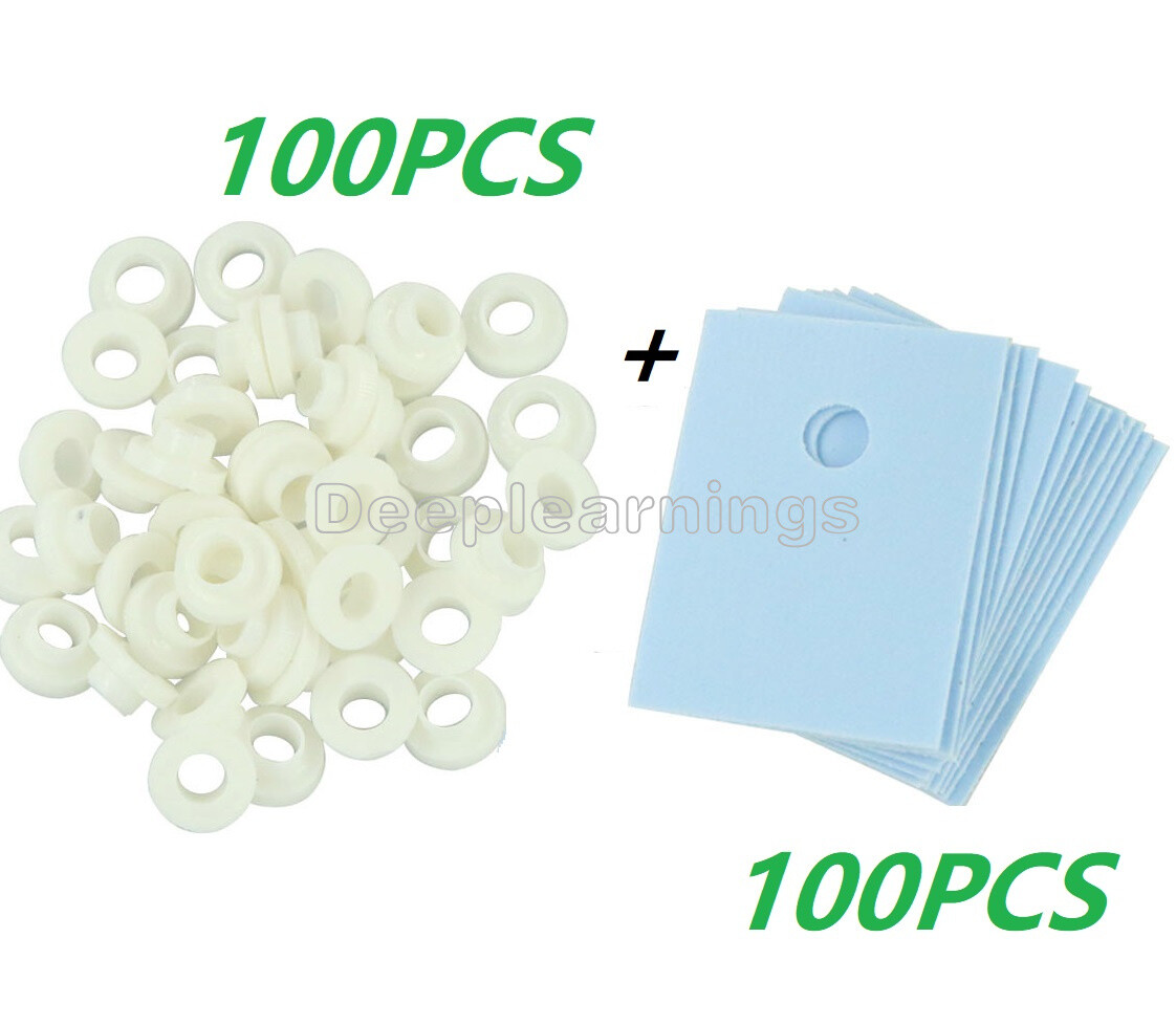 100PCS White Transistor Plastic Washer Insulation Washer TO-220 + Pads Silicone