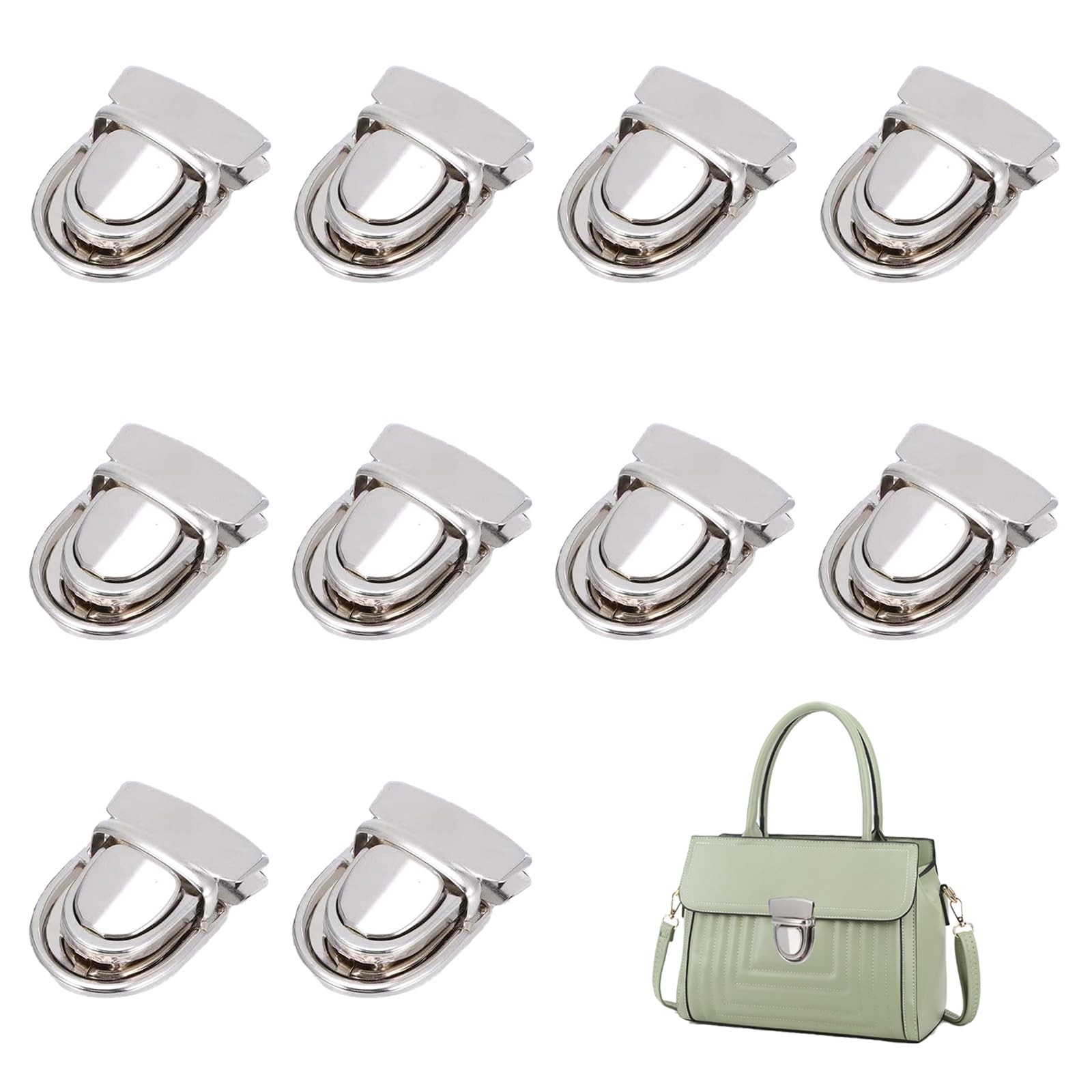 10 Sets Tuck Lock Clasp Catch Purse Tongue Lock Metal Press Lock Buckle for D...