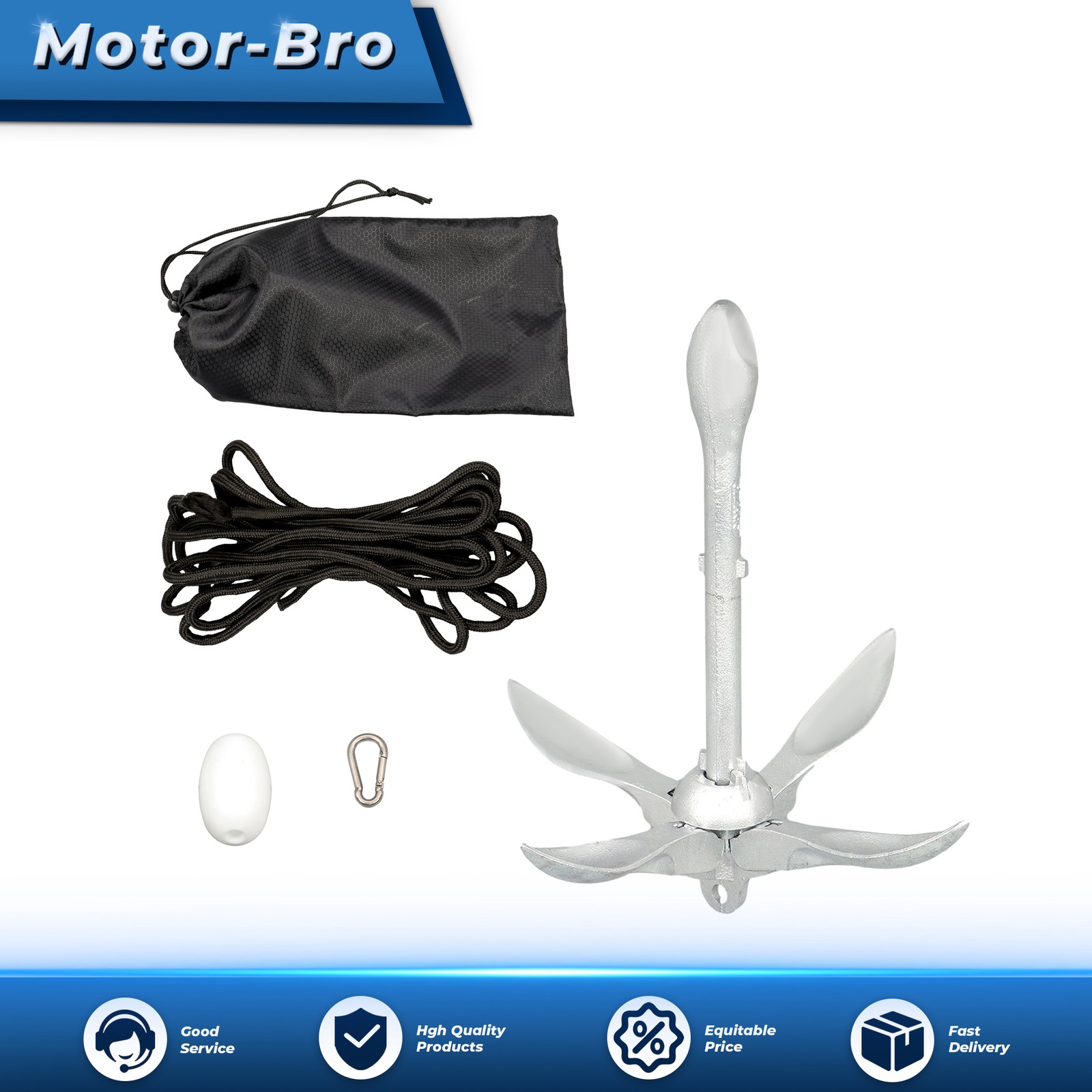 Marine Kayak Folding Anchor Kit 7.05lb White 1 Pack For PWC Canoe Jet Ski