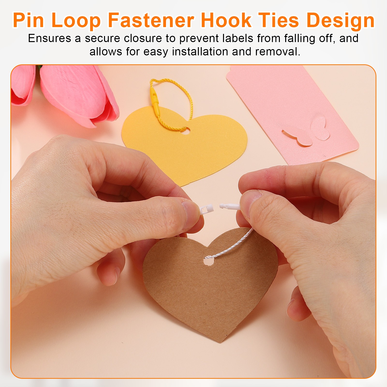 100 Pcs Polyester Hang Tag String 4" Snap Lock Pins Loop Fastener, Light Blue