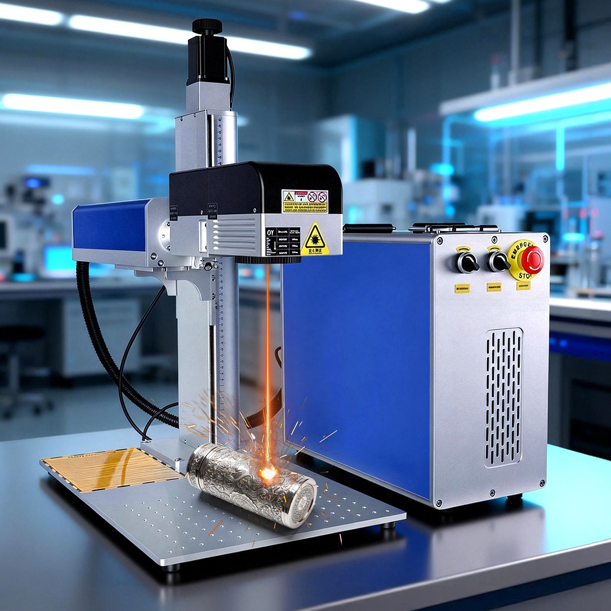 300W JPT MOPA 3D Fiber Laser Marking Machine 3D Curved Relief Deep Engraving