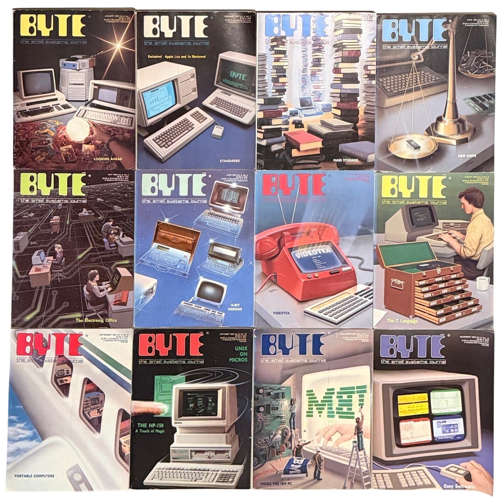 Byte Magazine Collection Vol 8 1983 Complete Year 12 Issues Vtg Computer History