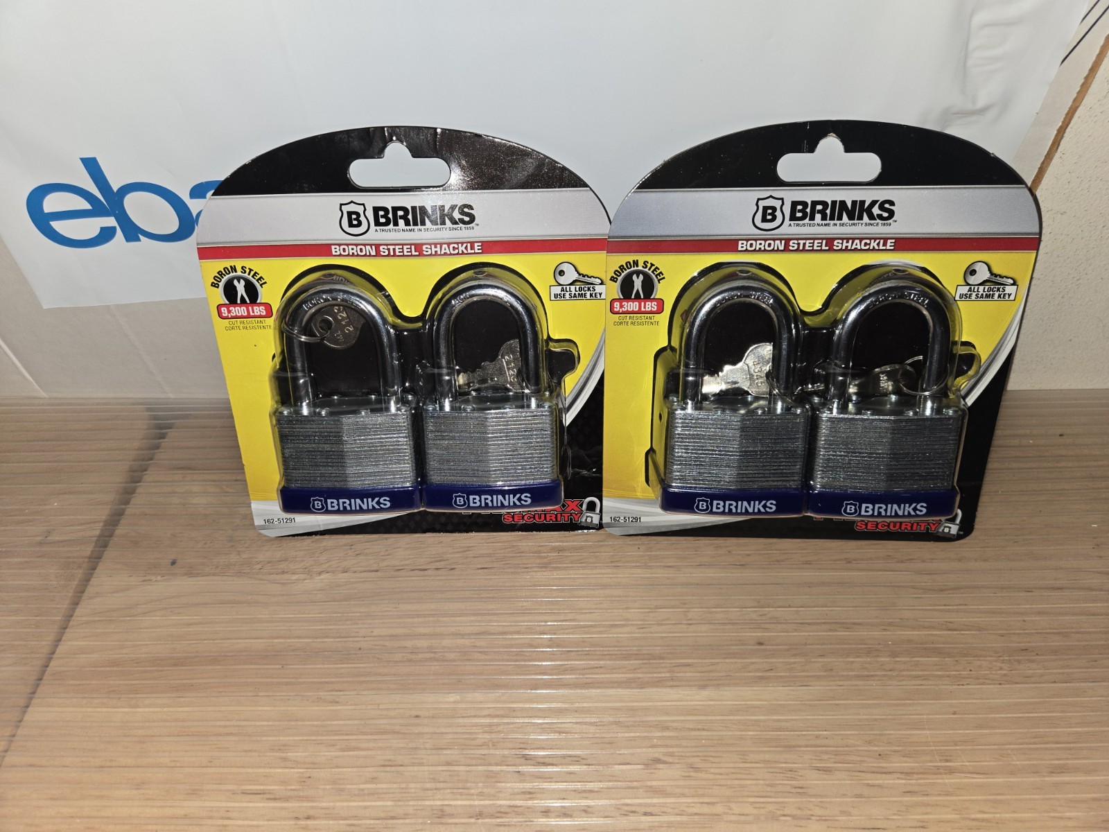 (2) NEW Brinks PROMAX Security Keyed Alike Padlocks Boron Shackle 162-51291