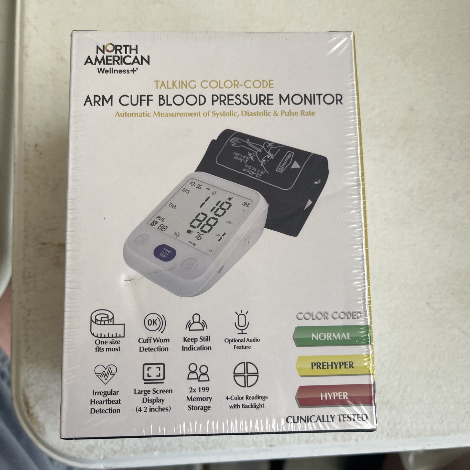 North American Health + Wellness Talking Color-Code Cuff Blood Pressure Monitor