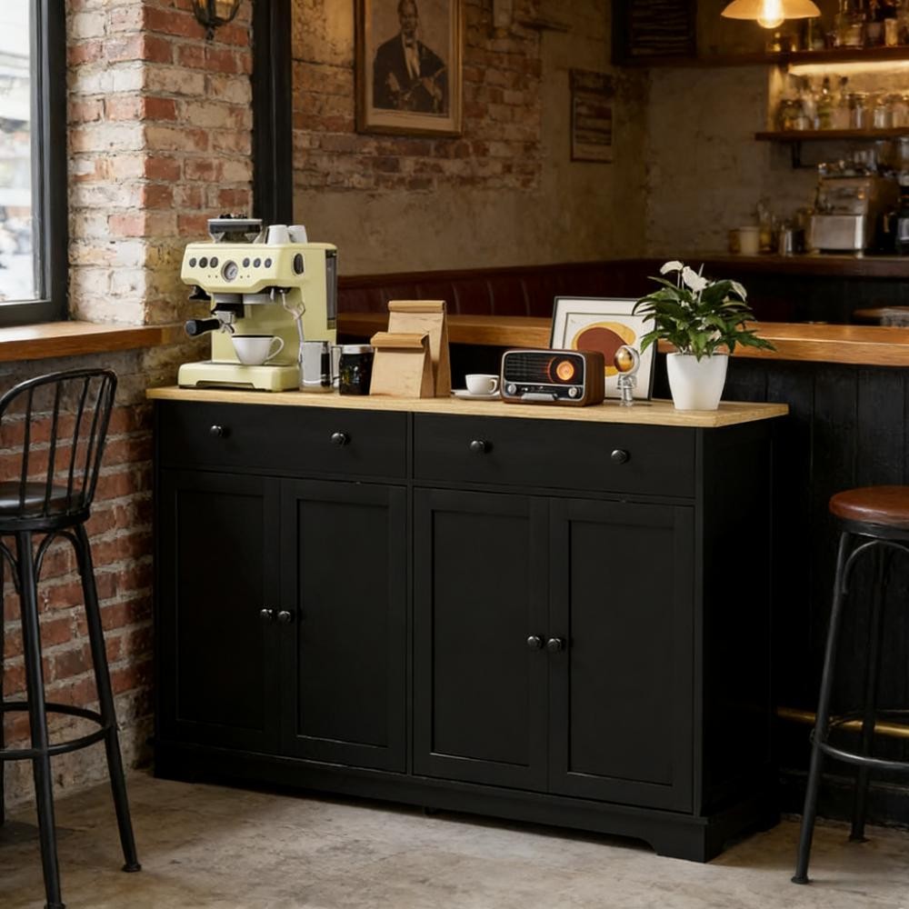 Nordic Style Buffet Cabinet with Storage Drawers,Sideboard, Adjustable Shelves