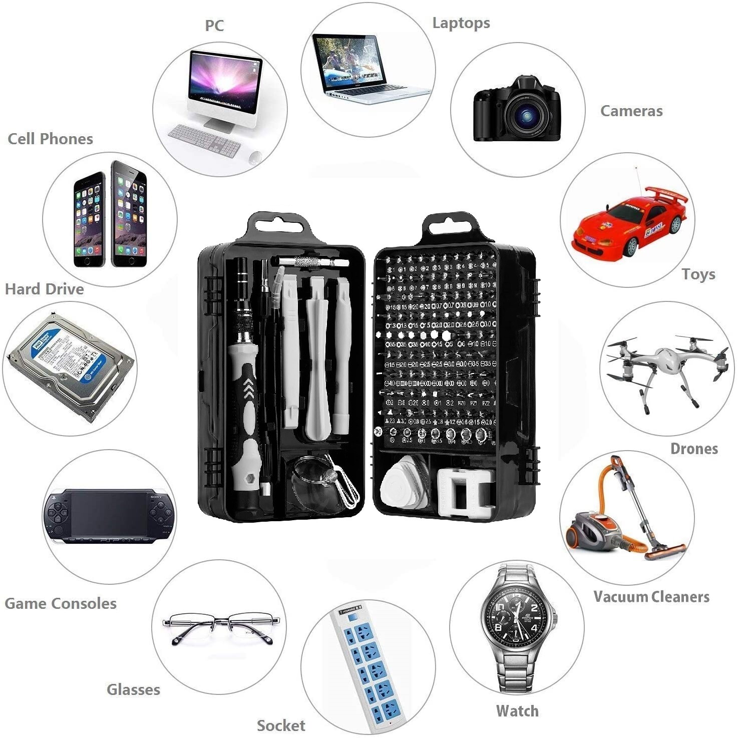 115 in 1 Magnetic Screwdriver Bit Set Tool Kit Repair For iPhone MacBook PC