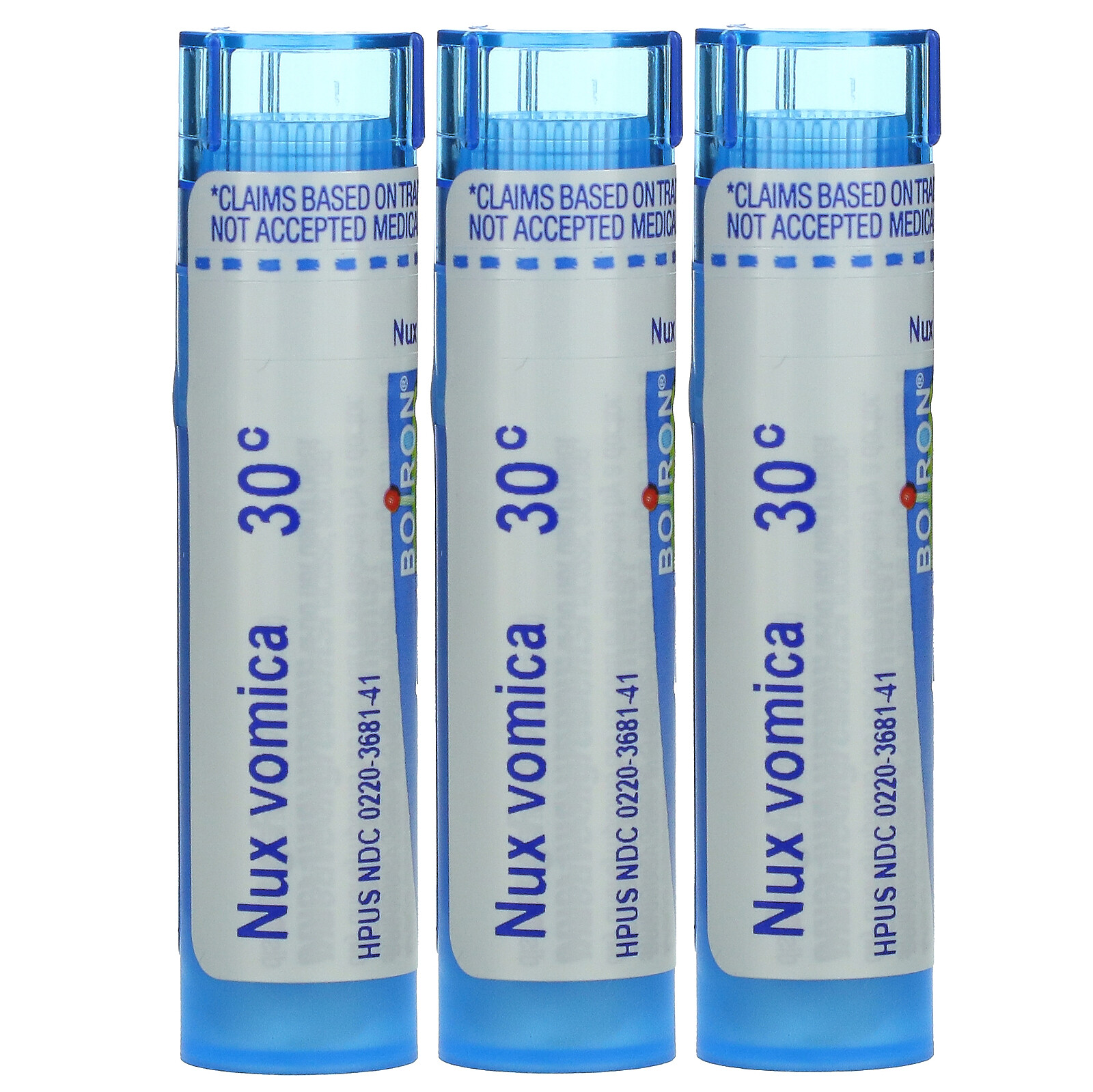 Nux Vomica 30C, 3 Tubes, Approx 80 Pellets Each