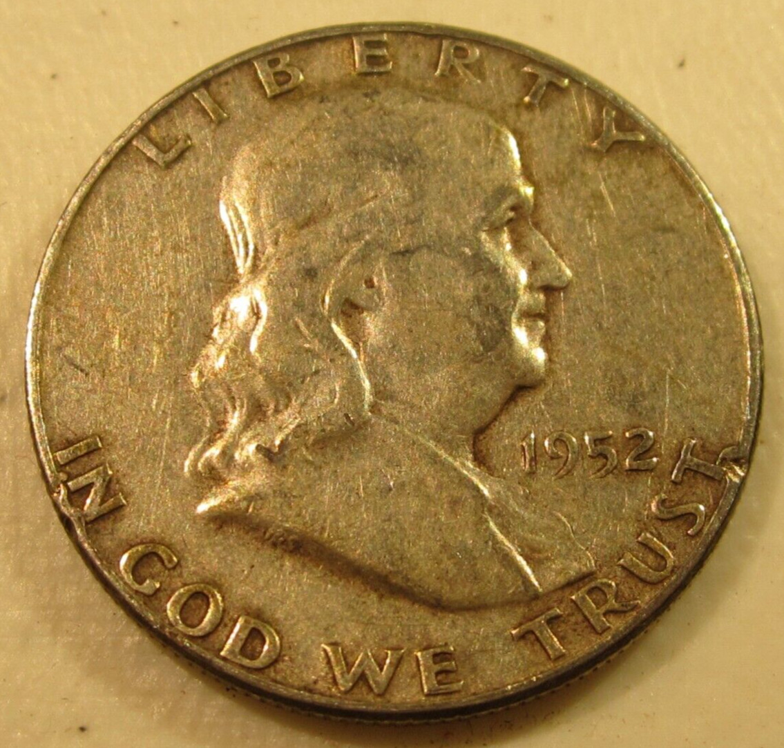 1952 (P) Franklin Silver Half Dollar - Circulated - Actual Coin N16