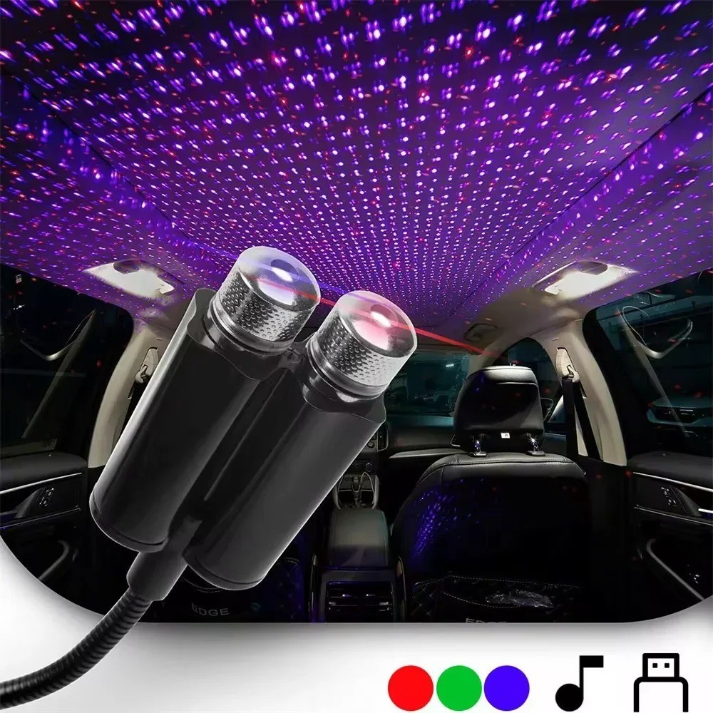 USB Dual Head Starry Sky LED Projector Galaxy Car Ceiling Light