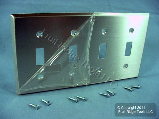 Leviton 83012 Aluminum 4-Gang Toggle Aluminum 3004 Alloy .040" Thick Wallplate
