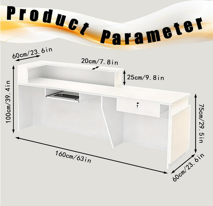 Modern Reception Front Desk Counter for Checkout, Lobby, Beauty Salon