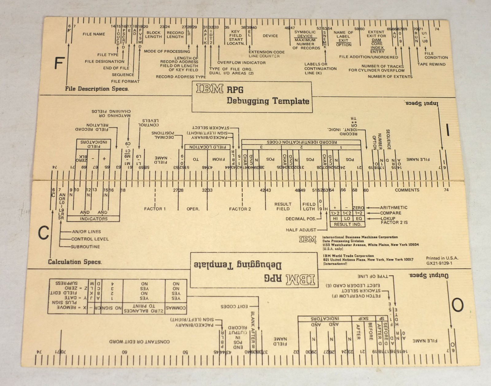 Vintage IBM RPG Debugging Template
