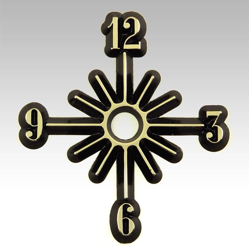 4-Inch Plastic Starburst Clock Dial. Gold Hot Stamped. Dial Only