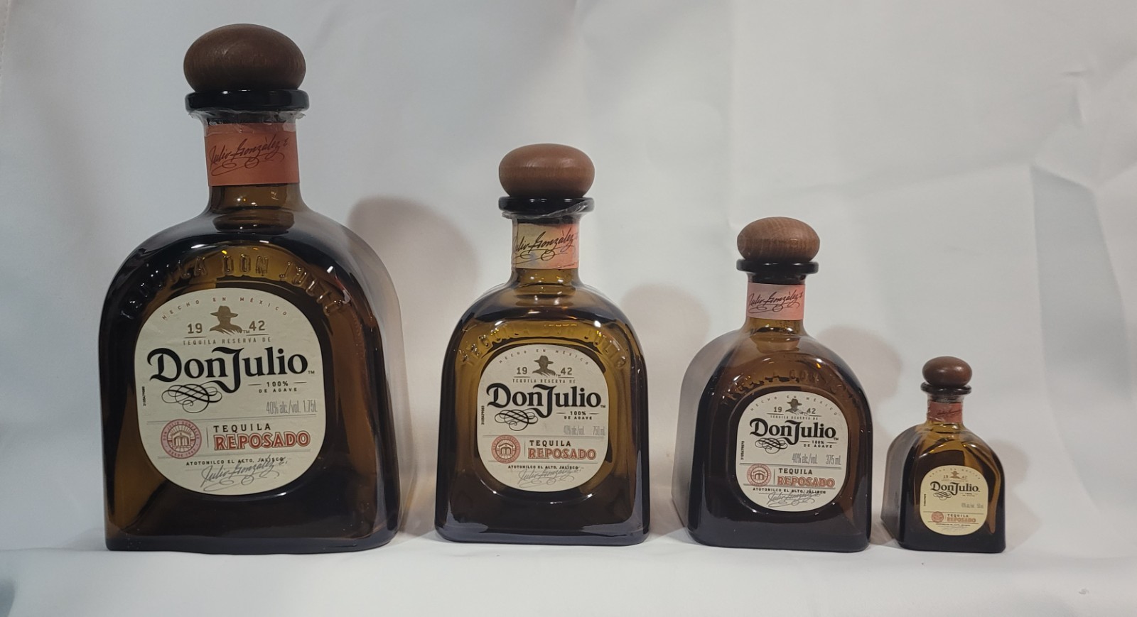 Empty Lot of 4 Don Julio Reposado Tequila 1.75L,750L,375ml,50ml Liquor Bottles