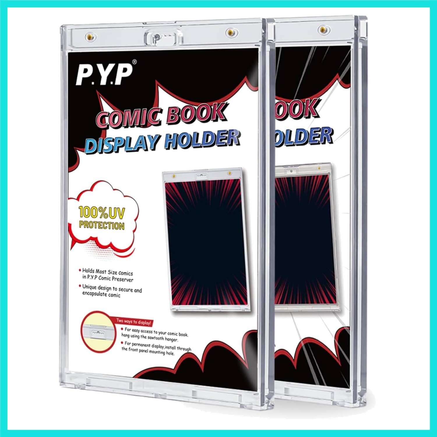 2ct Magnetic Comic-Book Display Cases - Crystal Clear One Touch Comic Book Ho...