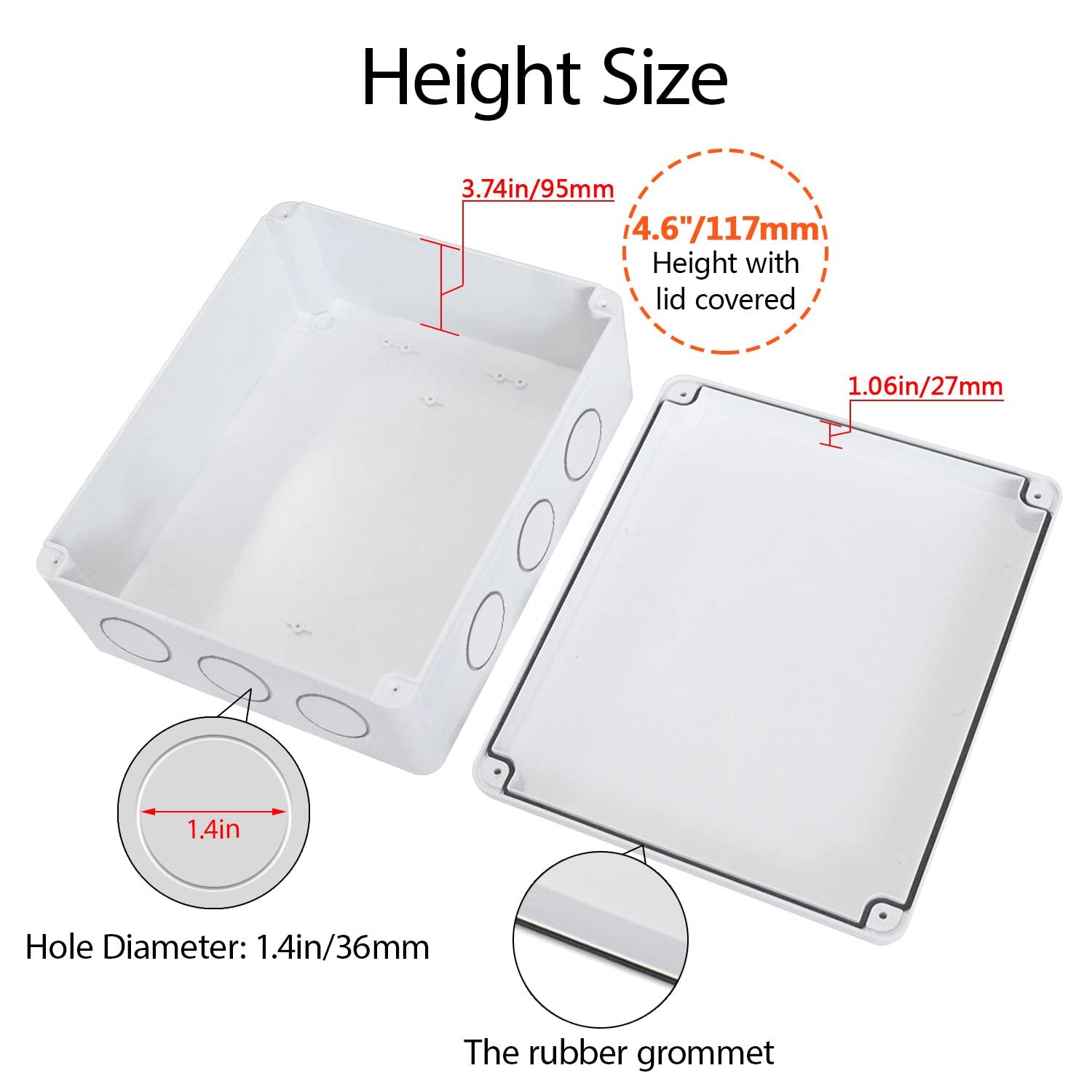 Junction Box, Electrical Box IP65 Water Resistant Dustproof ABS Plastic Proje...