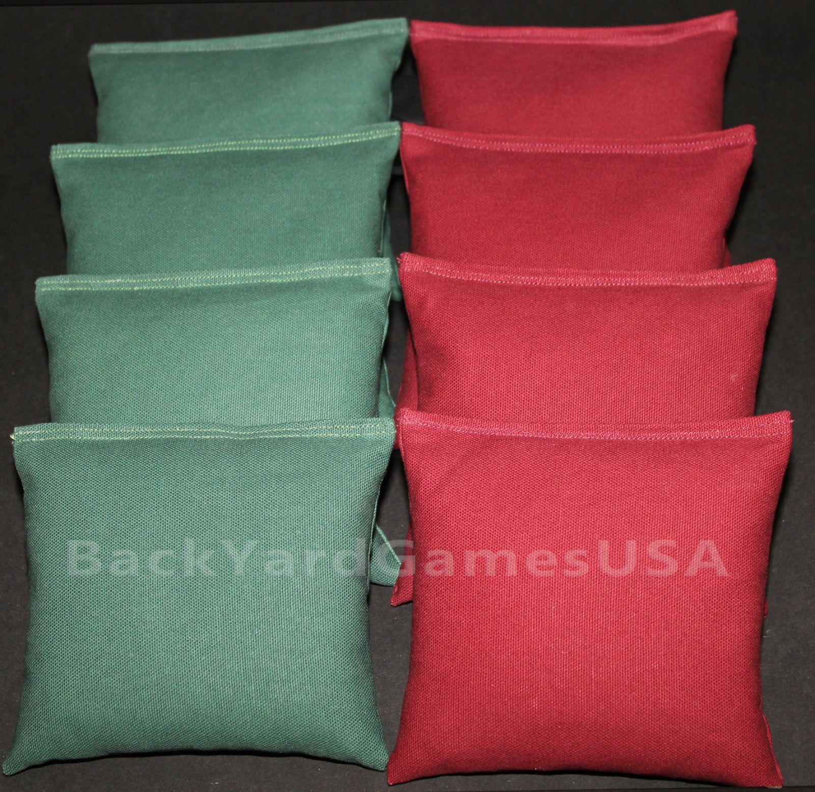 All Weather CORNHOLE BEAN BAGS Green & Maroon 8 Resin Filled Waterproof
