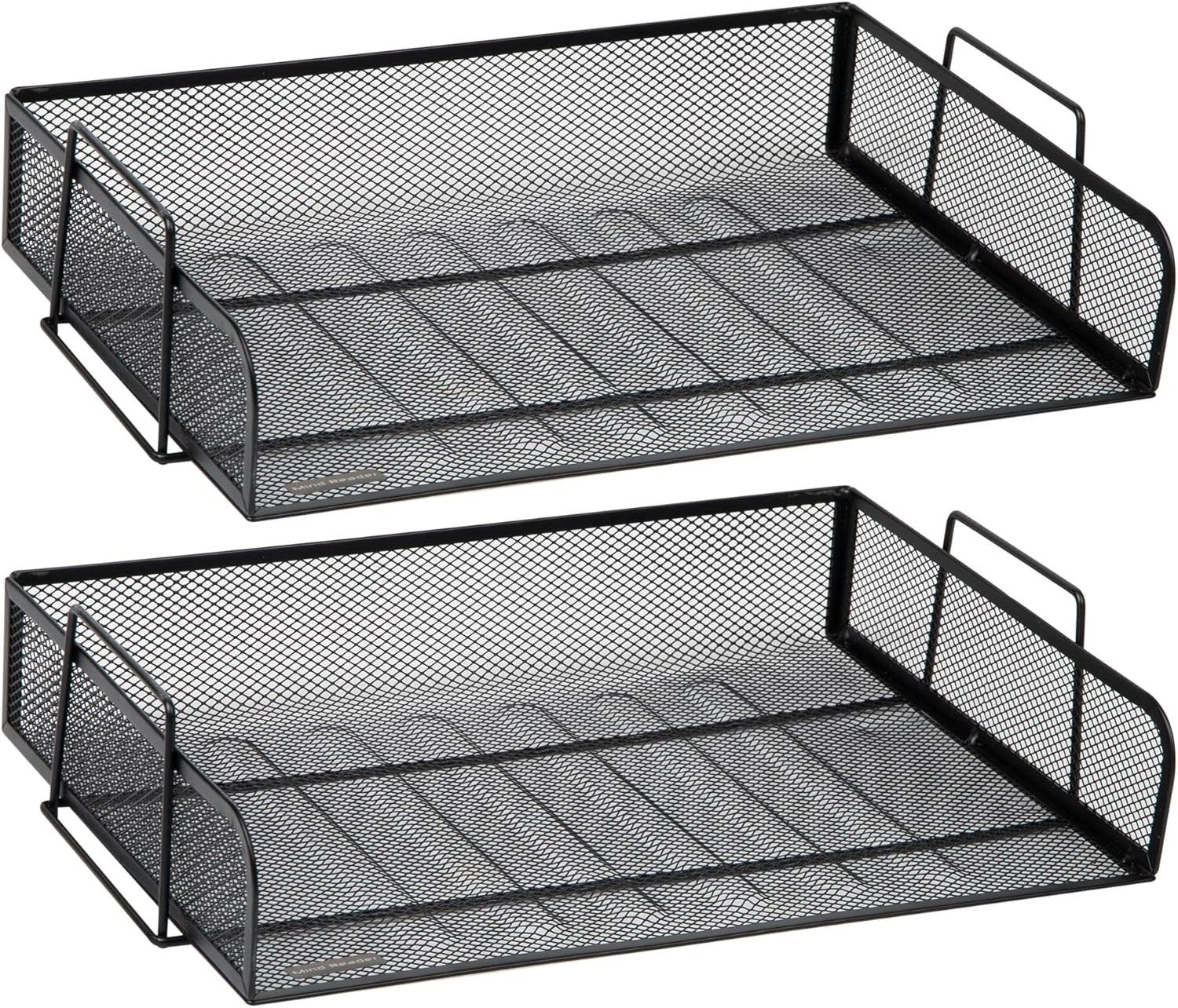 Stackable Paper Tray, Desktop Organizer, File Storage, Office, Metal Mesh, 2 Pcs