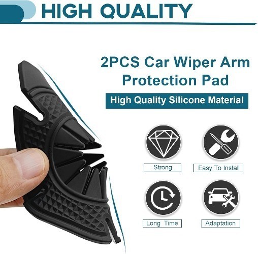 2PCS Car Windshield Wiper Arm Hole Silicone Protector Pad, Front Color: black