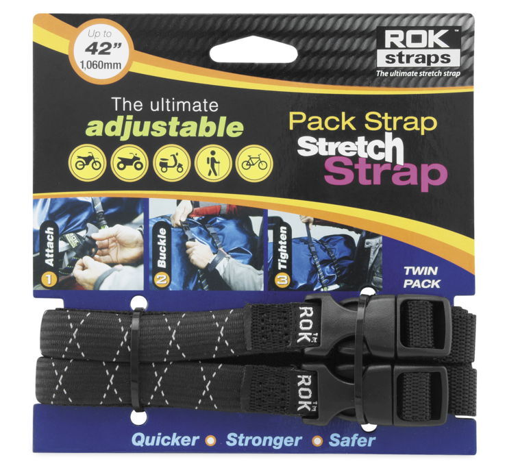 Rok Straps Medium Duty Tie-Downs 5/8" - 2pk Reflective Black ROK10358 12-42"