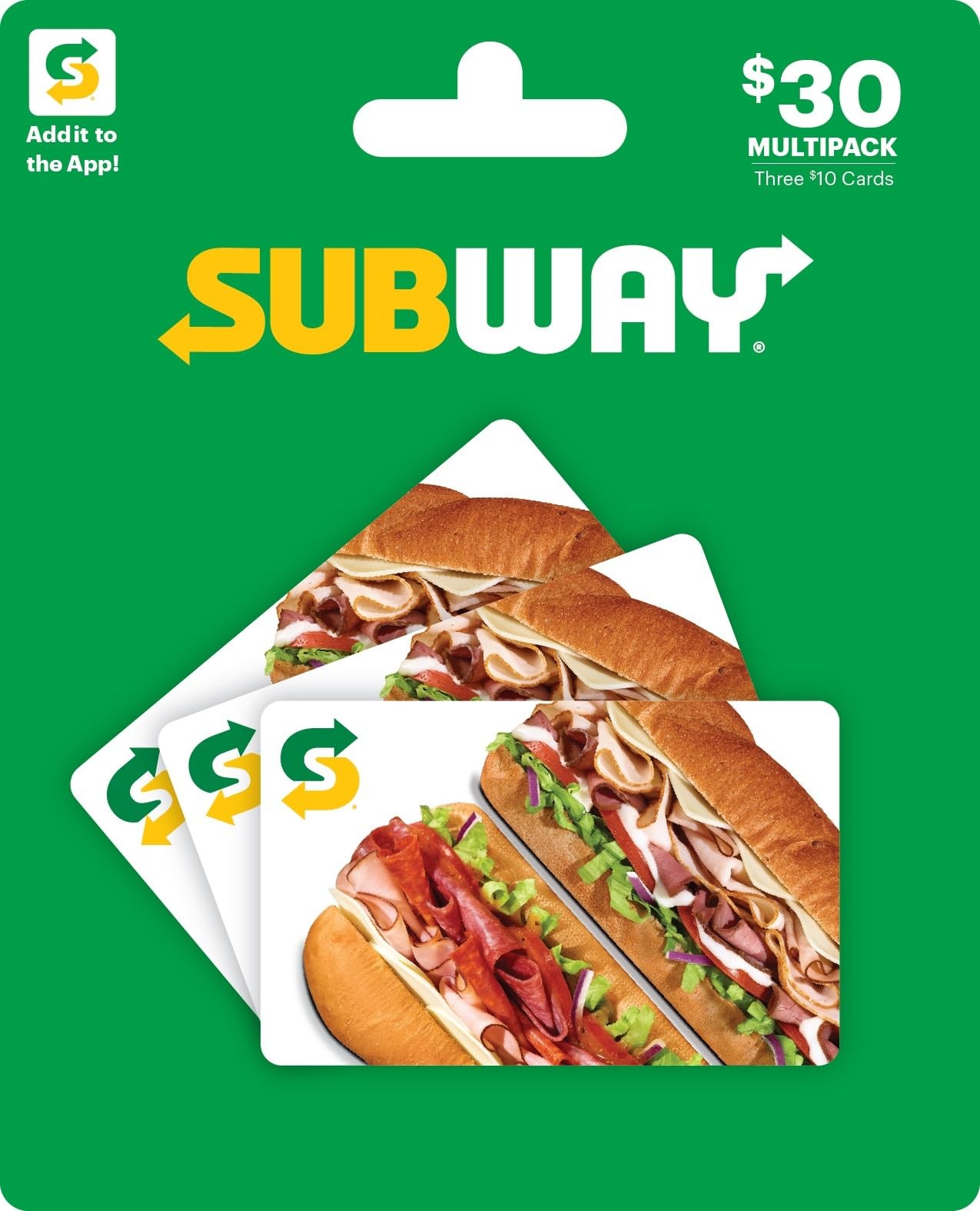 SUBWAY Physical Gift Cards (Multipack of 3 x $10) - $30