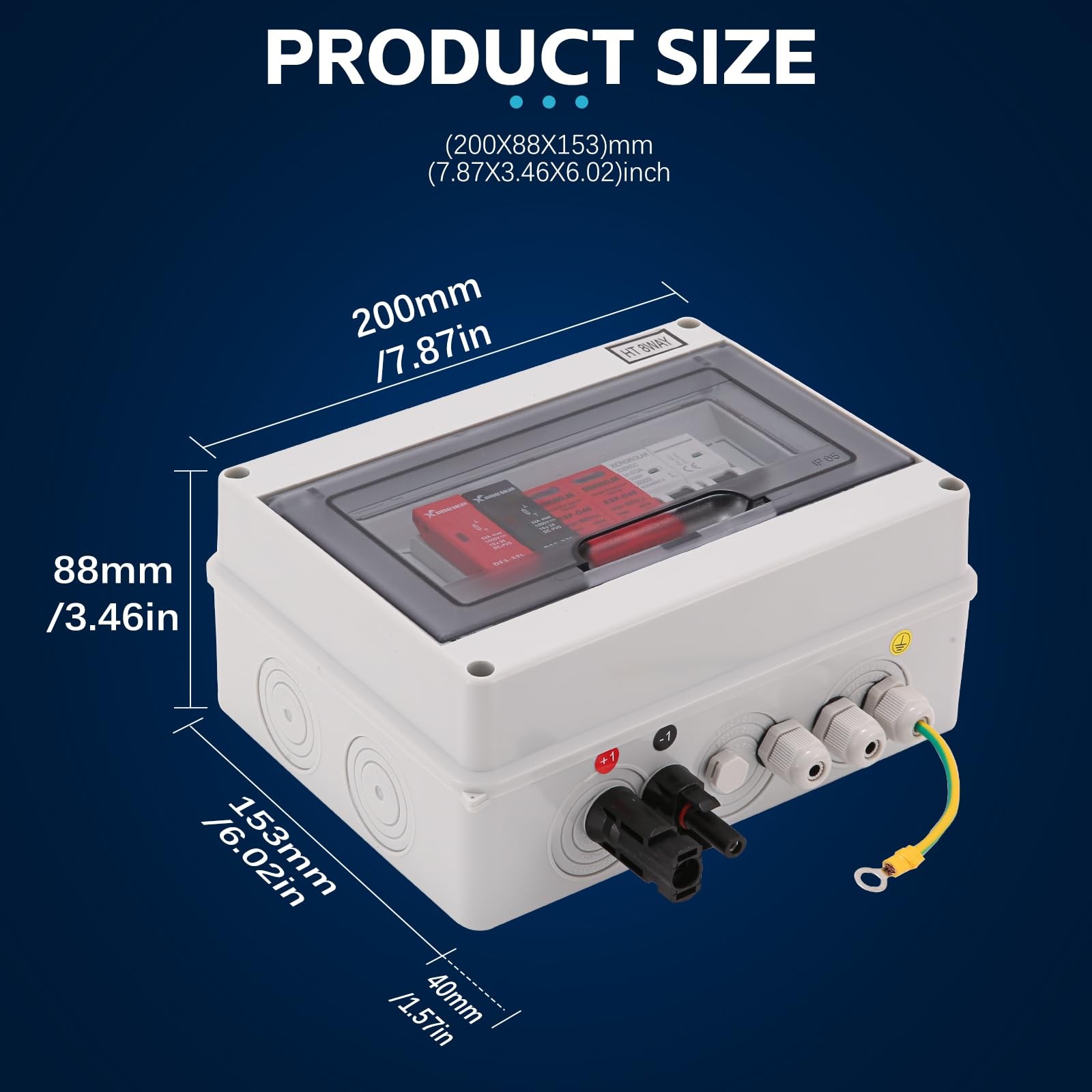 600V Solar DC PV Combiner Box for Solar Panel,1 String with Lightning Arreste...