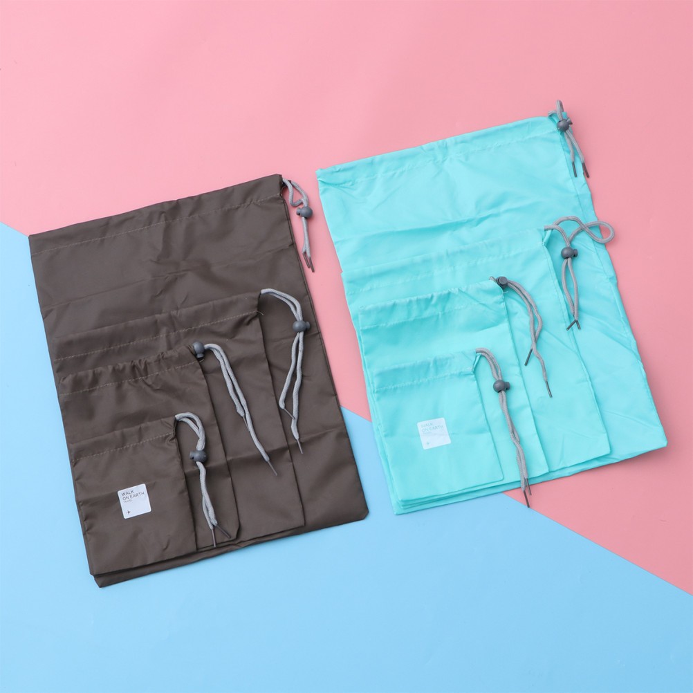 8 Pcs Waterproof Nylon Storage Bag Travel Drawstring Bags Packing