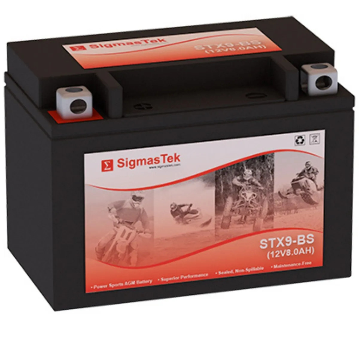 120CCA SigmasTek Battery Compatible w/ Honda 250CC TRX250EX, Sportrax, 2001-2008