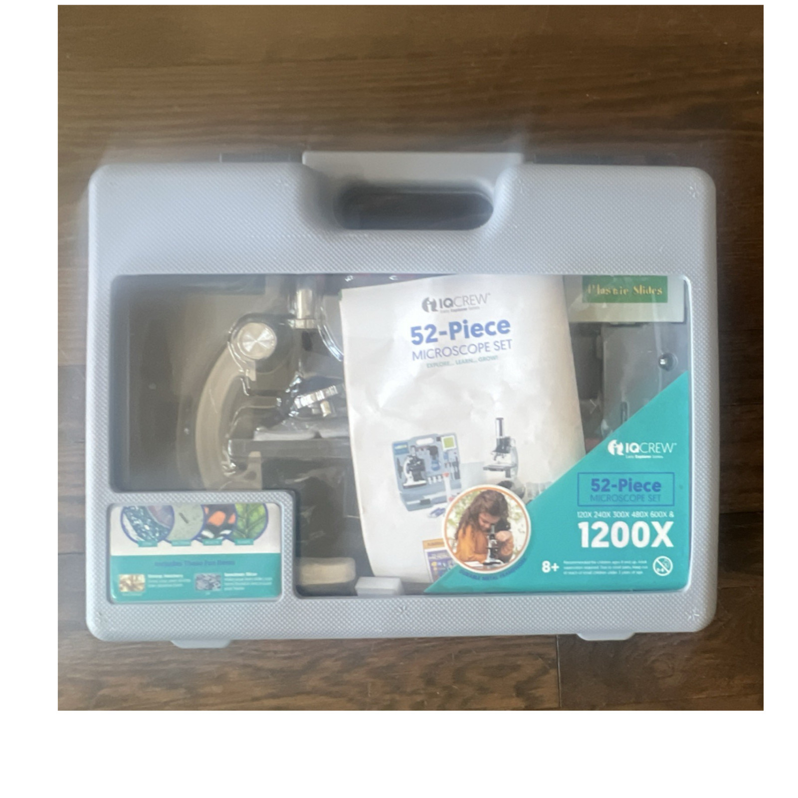 IQCREW 52-Piece 1200X Microscope Set w/ Carry Case STEM Kit Age 8+