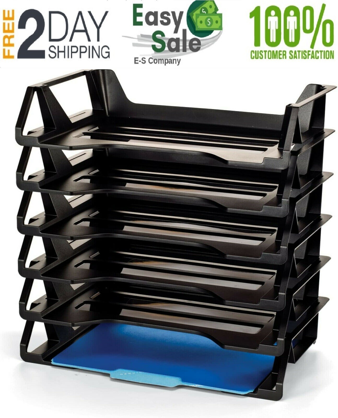 6 Pack Letter Tray Desk Office File Document Paper Holder Stackable Organizer