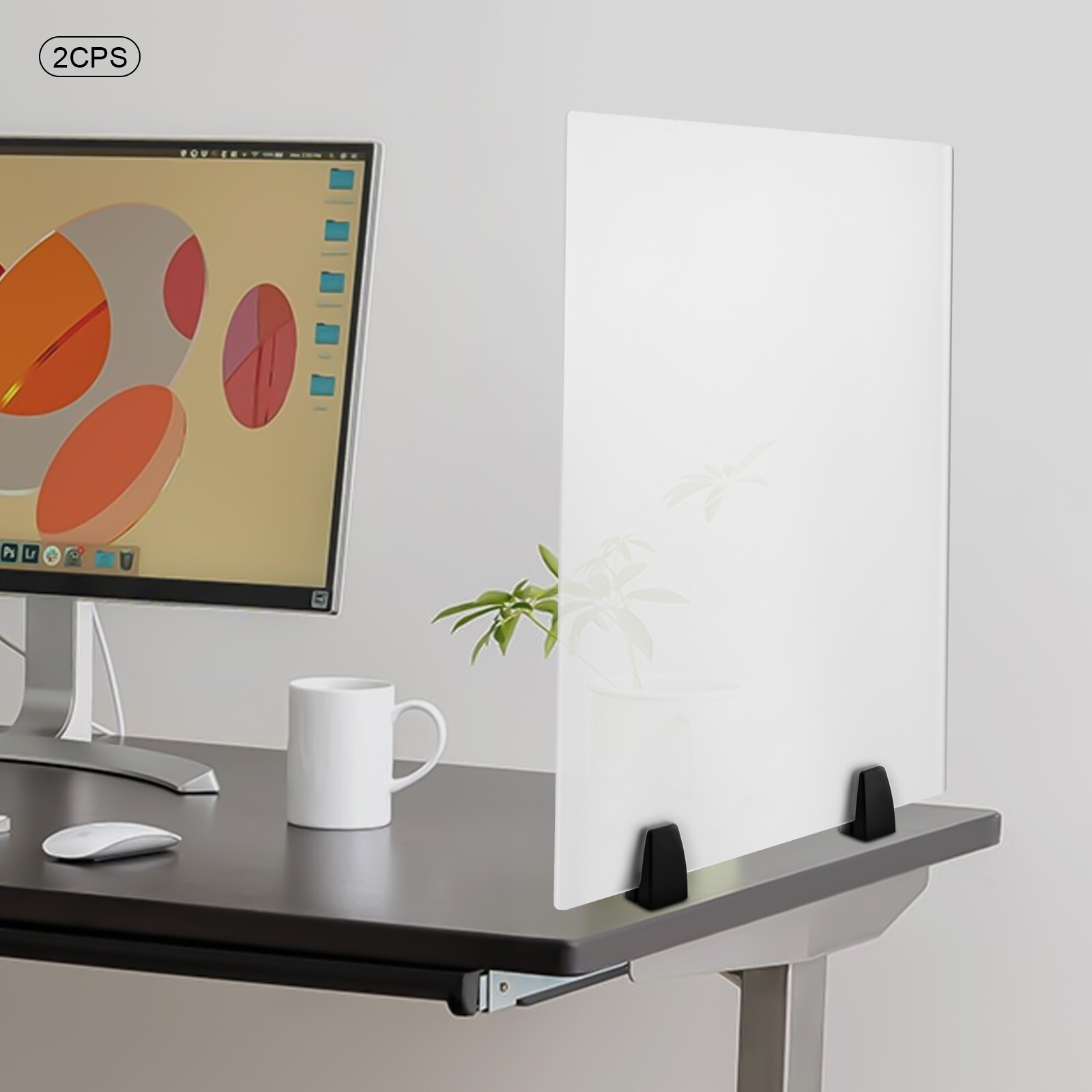 Frosted Acrylic Desk Privacy Panels 24 × 18 Inches, Clamp-On, Set of 2