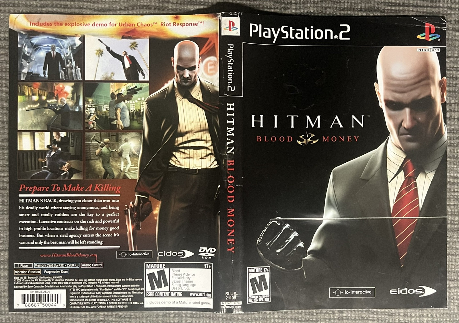 HITMAN BLOOD MONEY - Sony Playstation 2 - Cover Art Only : No Game