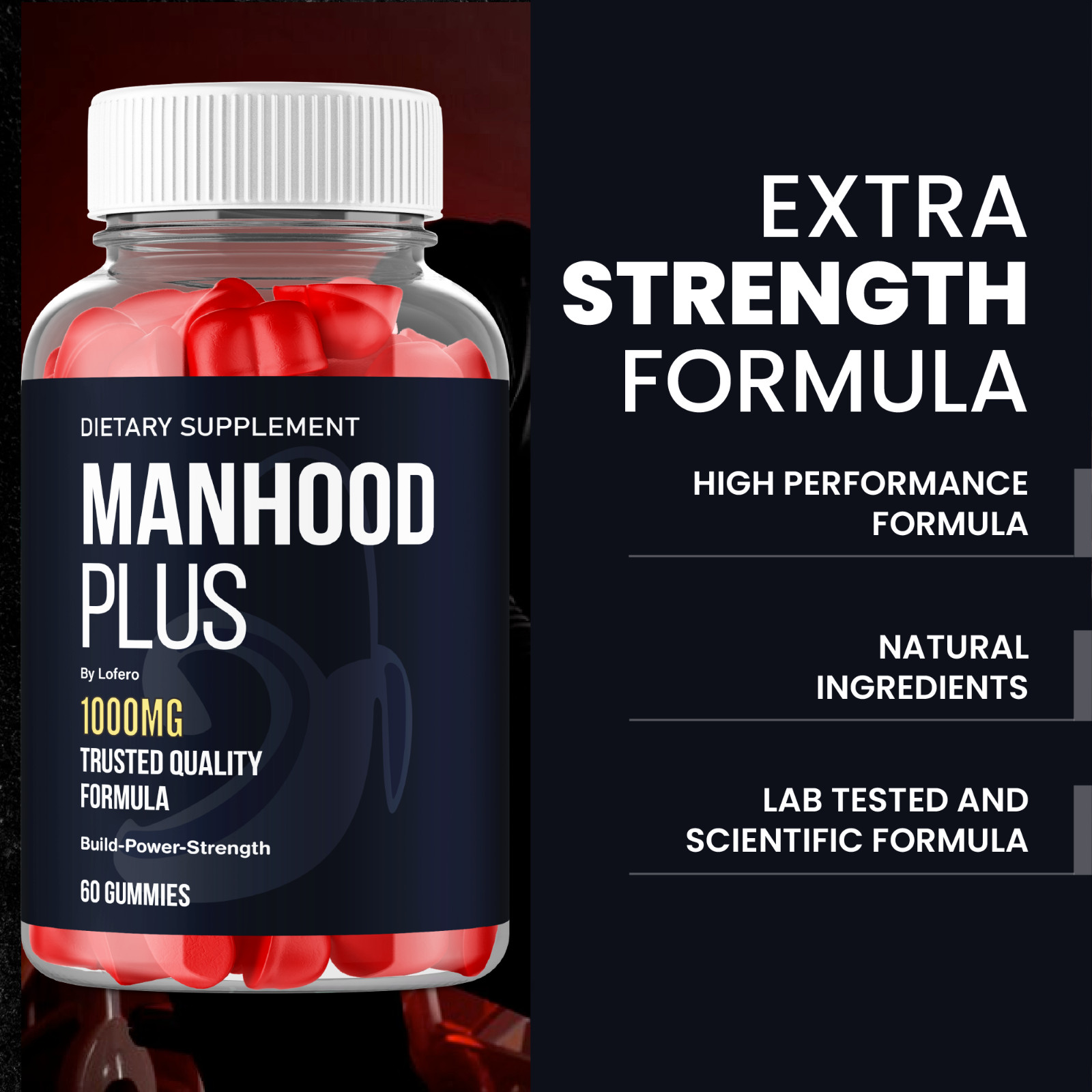 Manhood Plus Gummies for Men, Man Hood Male Stamina, Performance (60Ct)