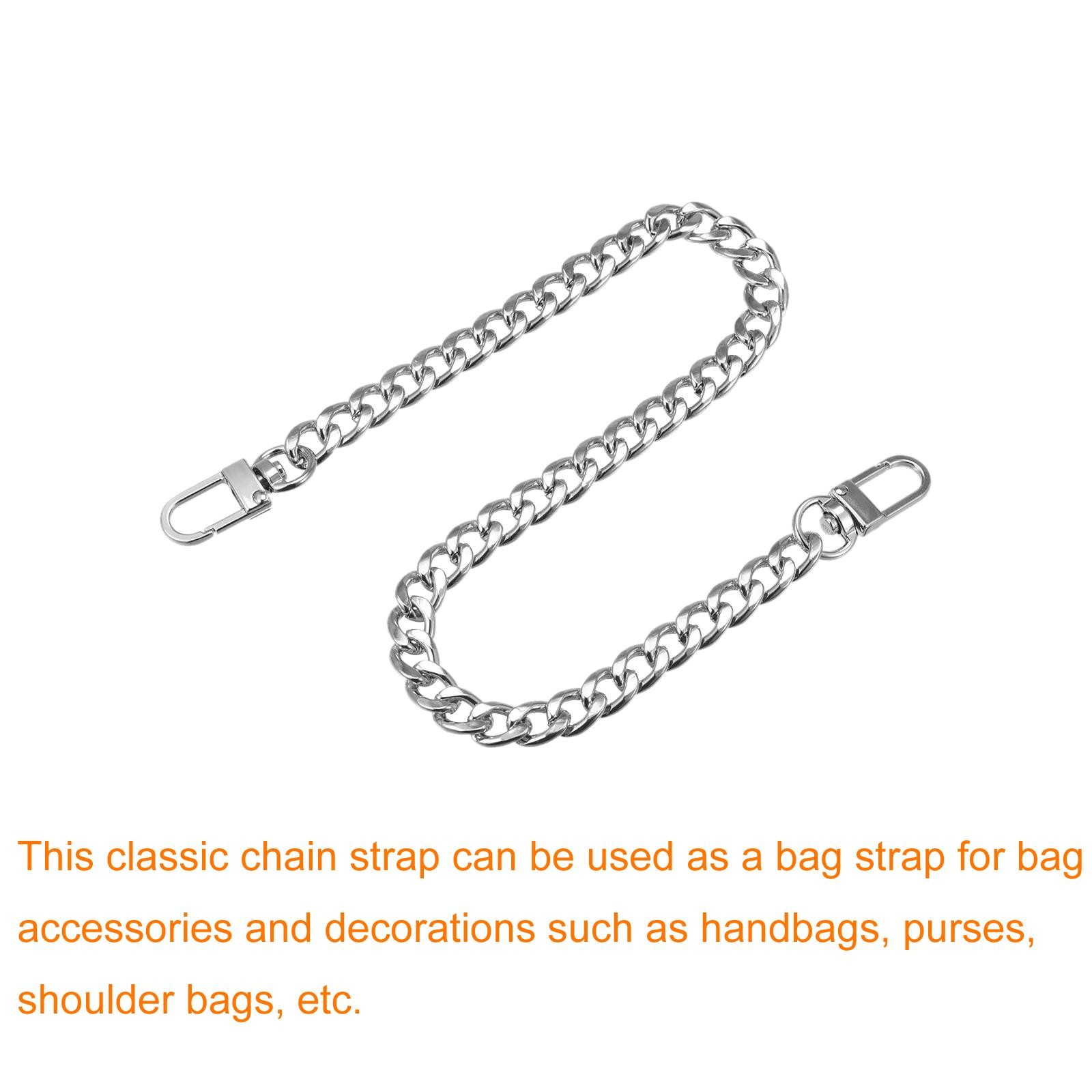 Iron Flat Chain Strap 16" Handbag Chains Purse Straps DIY Replacement Silver
