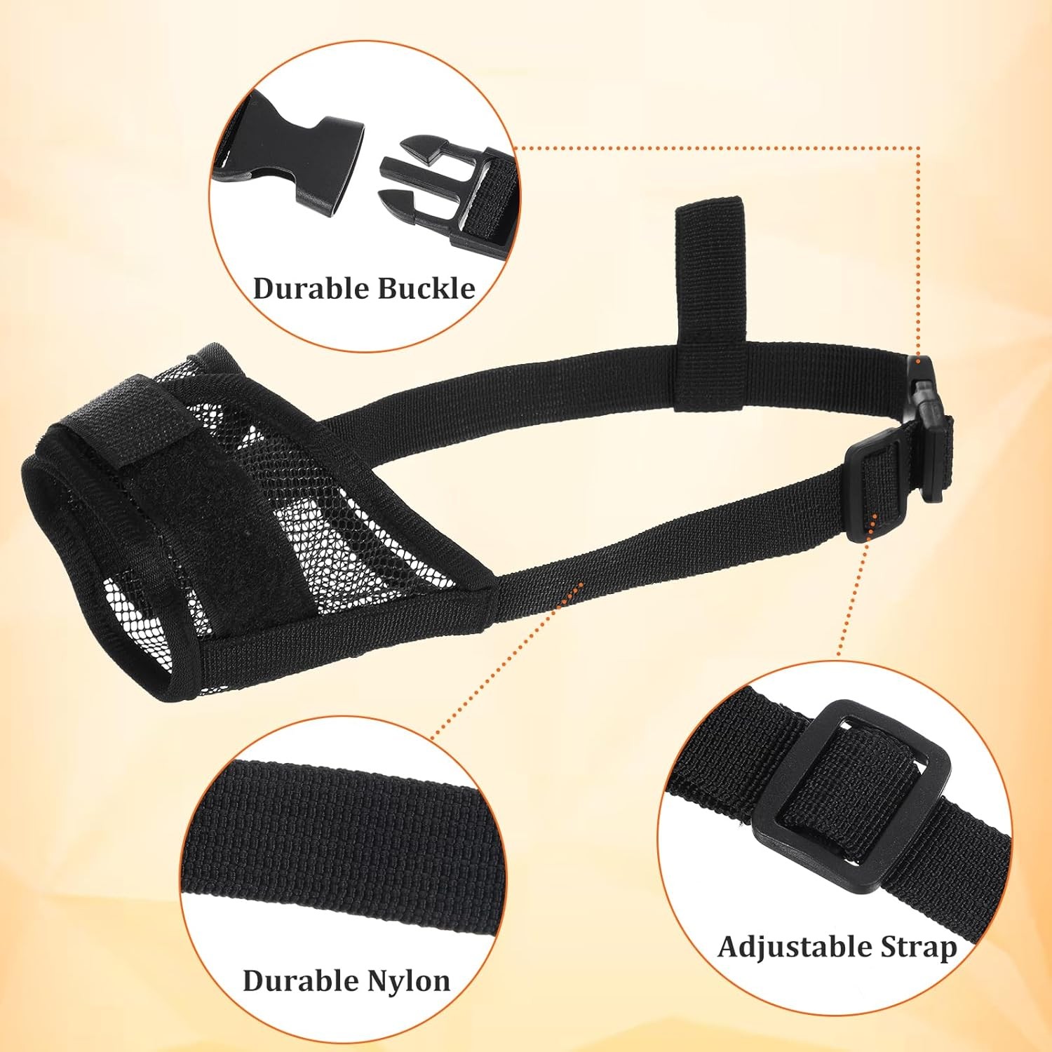 3Pcs Dog Muzzle Soft Mesh Muzzle Small Medium Large Dogs Adjustable Strap