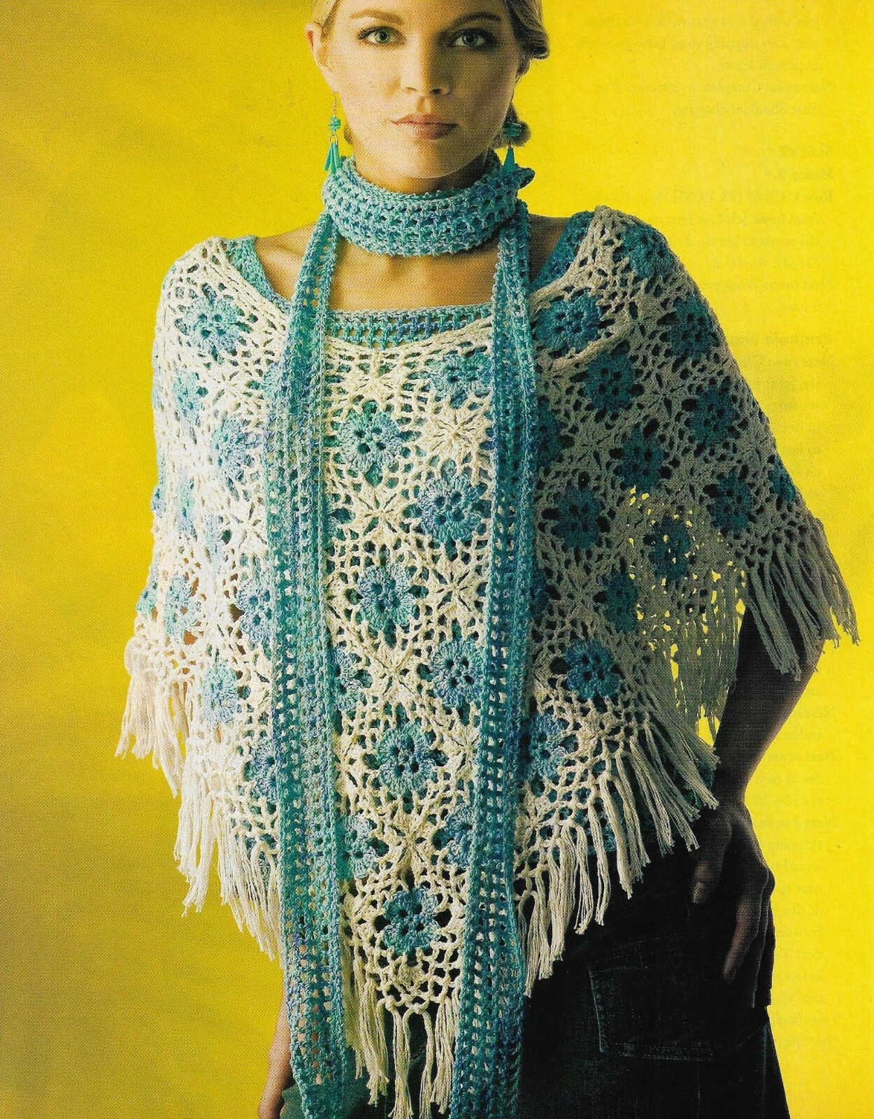 OVER THE TOP SET PONCHO SCARF & TOP WOMEN'S CROCHET PATTERN INSTRUCTIONS