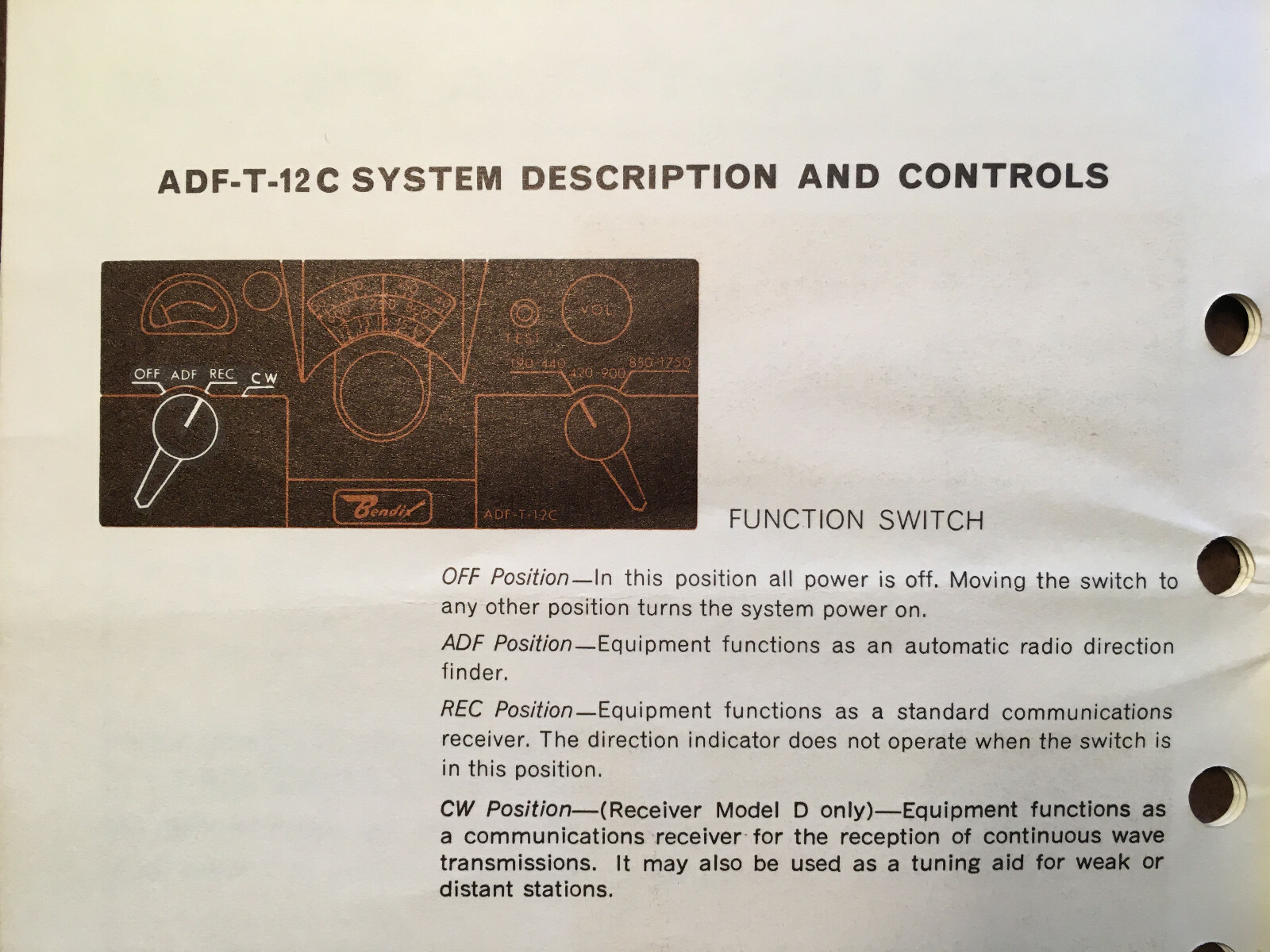 Bendix ADF-T-12C Pilot's Guide Manual