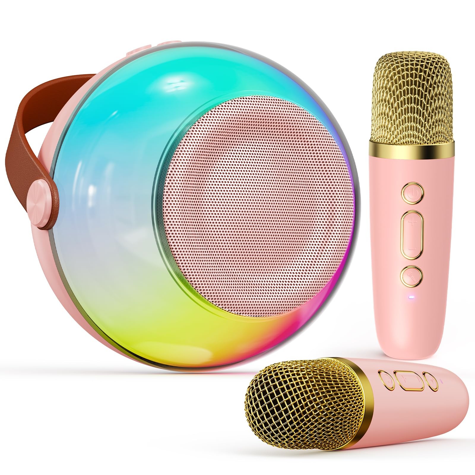 Mini Karaoke Machine for Kids Adults, Portable Bluetooth Speaker with 2 Wirel...