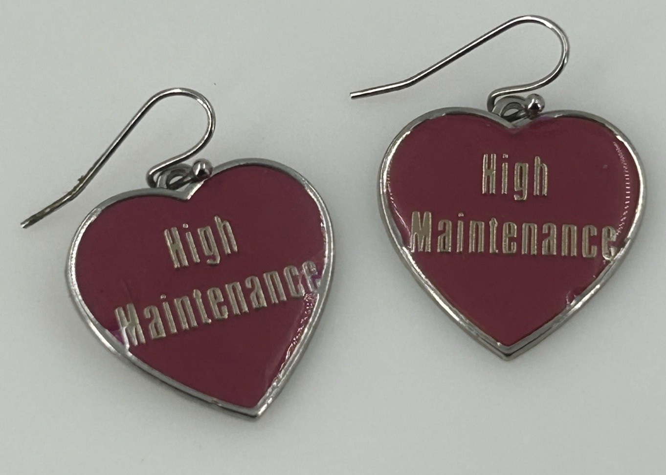 Vintage Pink Heart High Maintenance DangleEarrings