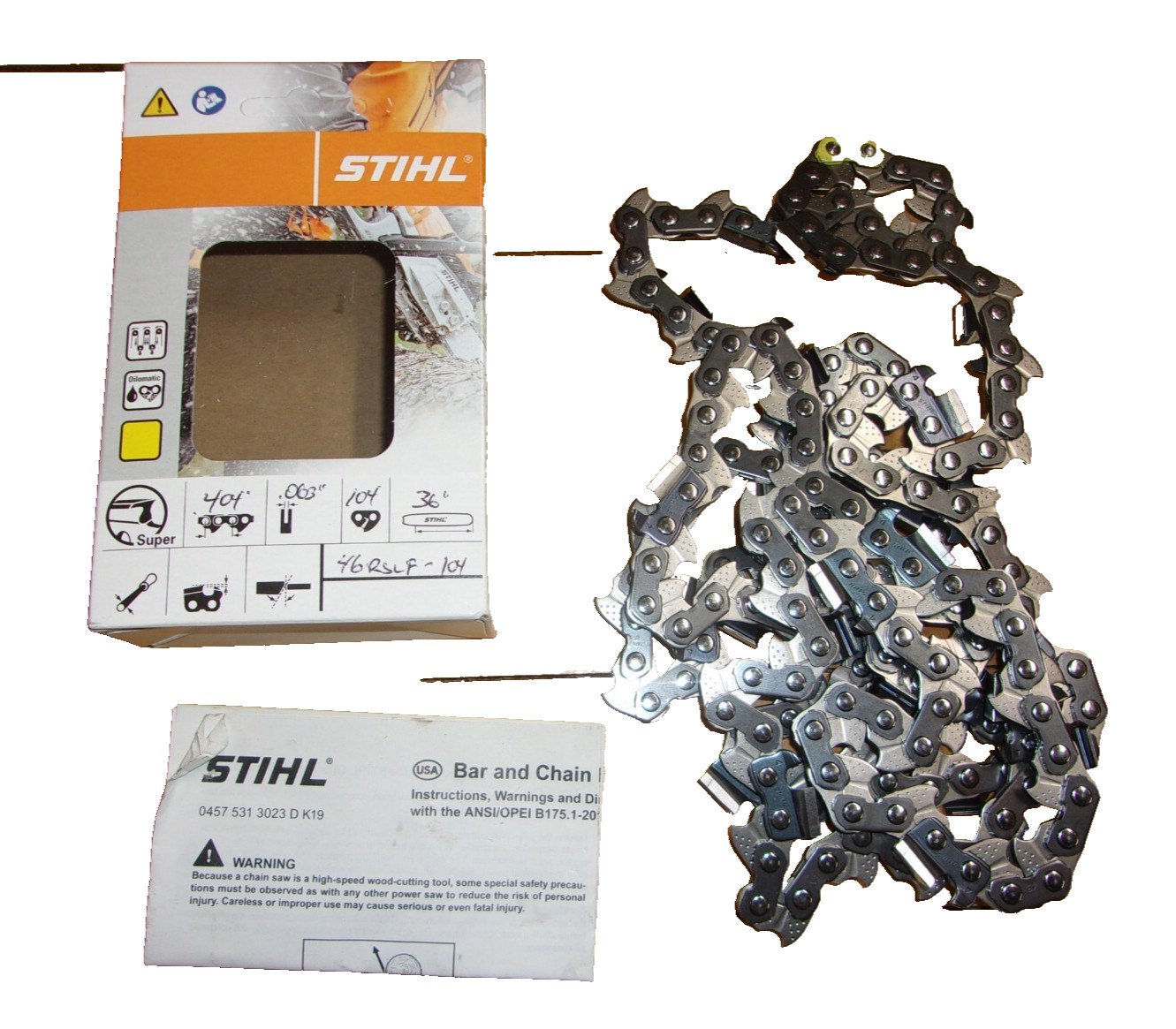 Stihl 36" Full Chisel Skip Tooth Chain OEM .404" .063" 104 DL 46RSLF  #GM-9J1