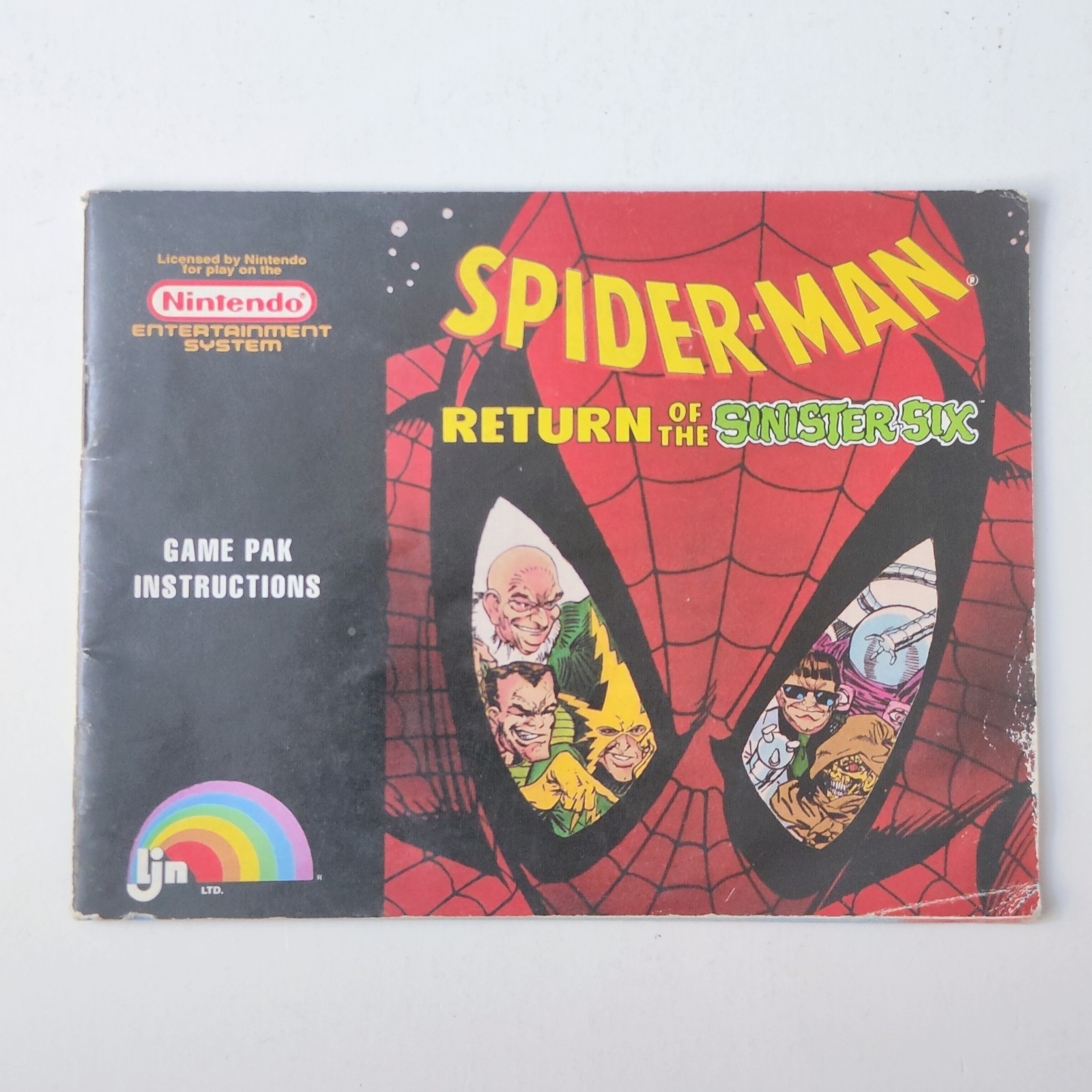 Spider-Man Nintendo Nes Return of the Sinister Six 6 Instruction Manual Booklet