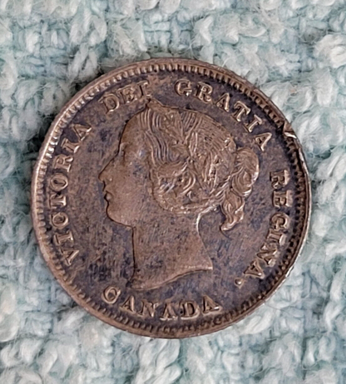 Silver 1893 Canada 5 Cents  XF details
