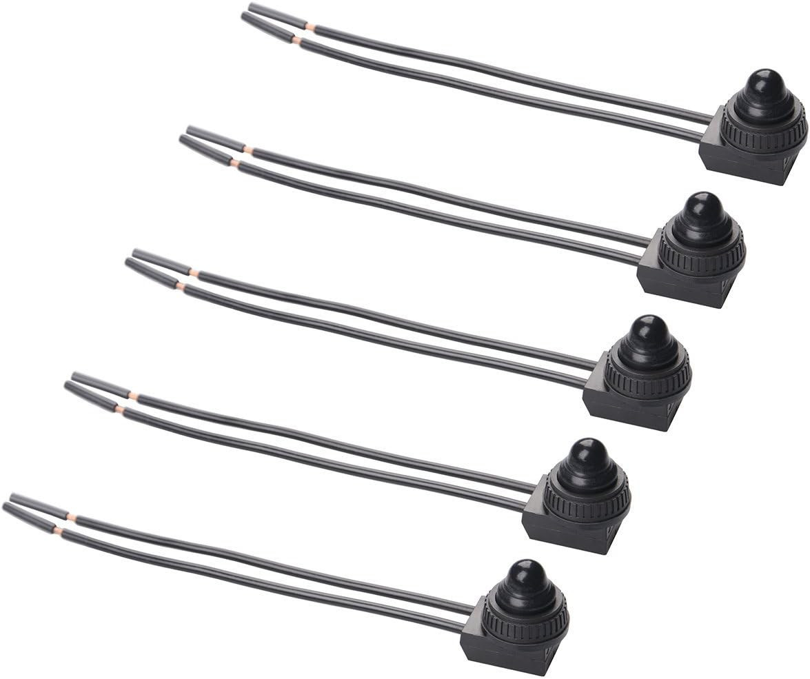 5Pcs Push Button Switch 12V Wired RV Waterproof On-Off Micro Light Toggle Swi...