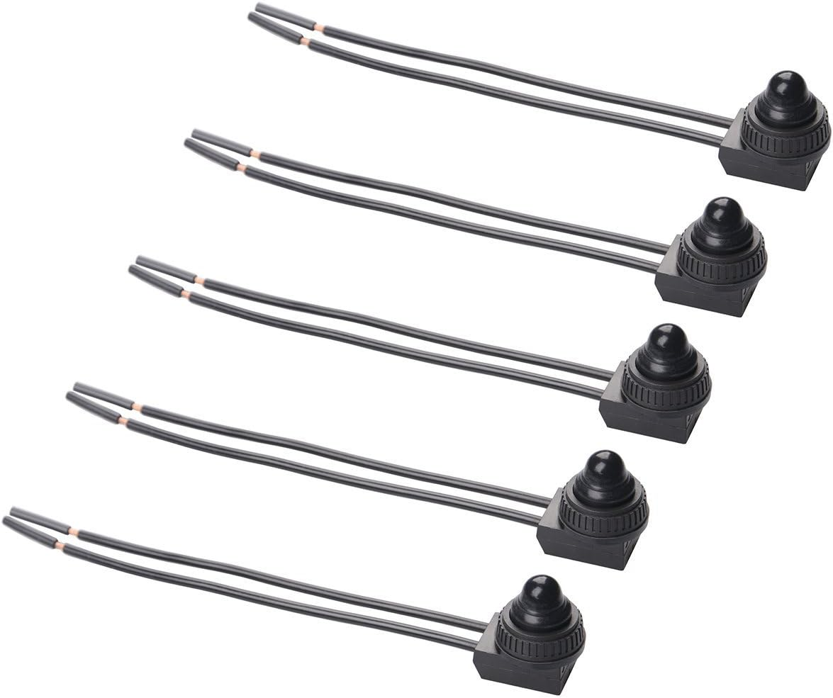 5Pcs Push Button Switch 12V Wired RV Waterproof On-Off Micro Light Toggle Swi...