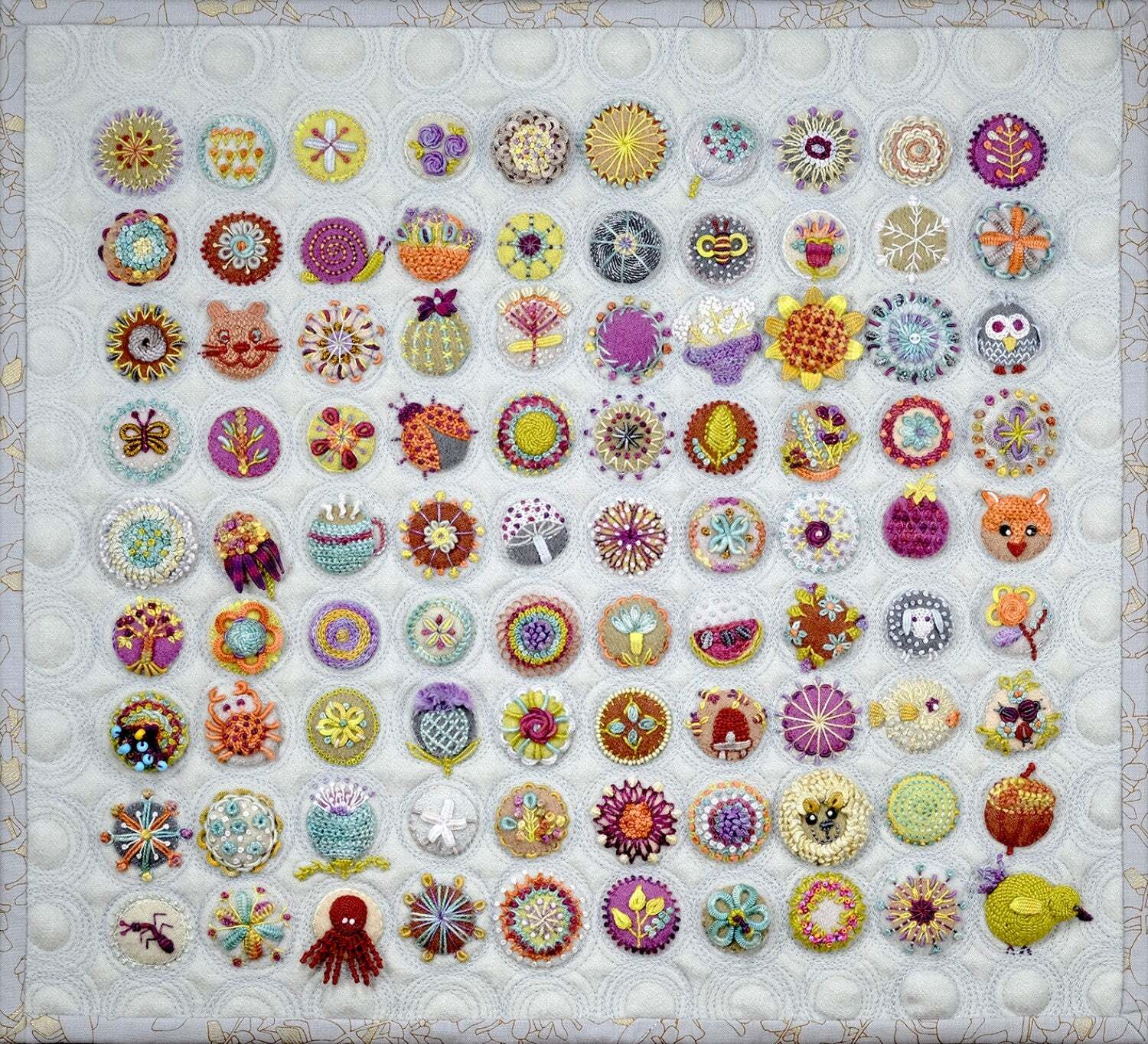 Toned Down Circle Sampler - Applique, Embroidery, and Sewing Pattern by Sue Spar