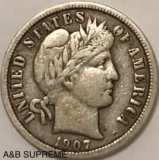 (1) Barber Dime F-VF Fine-Very Fine From Estate 90% Silver