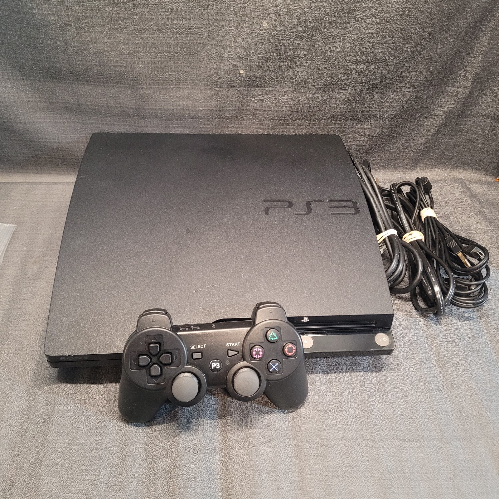 Sony PlayStation 3 - Slim 120GB Black Console System + Controller + Cables
