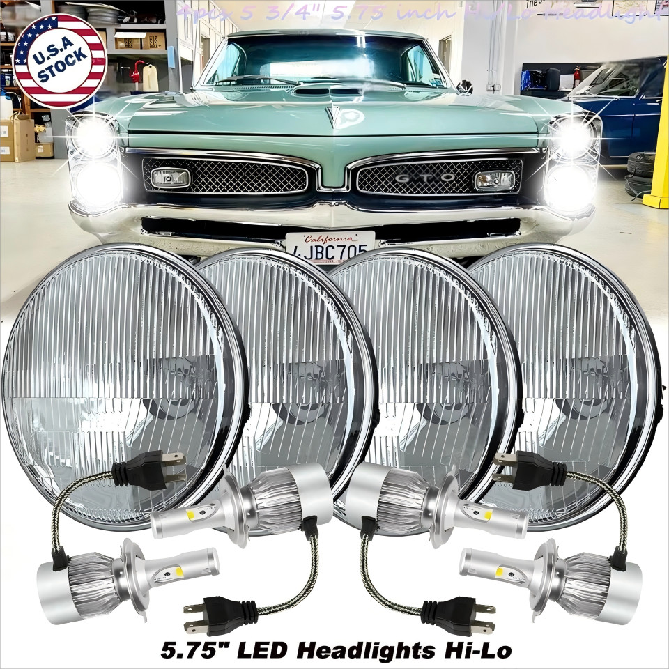 4PCS 5.75" 5 3/4" LED Headlights HI/LO Beam for Pontiac GTO Grand Prix Firebird
