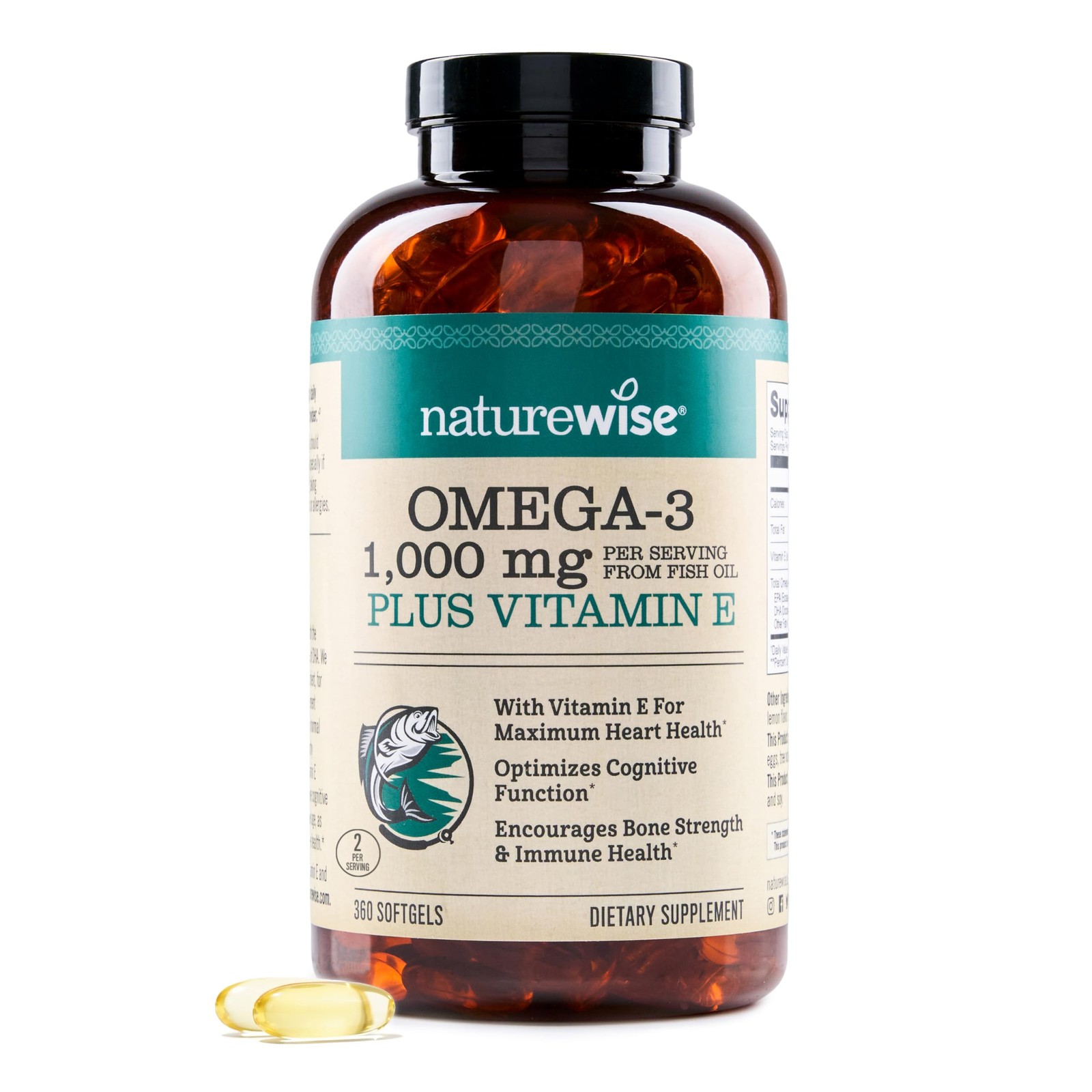 NatureWise Extra-Strength Omega 3 Fish Oil Supplement - 360 Count (Pack of 1)