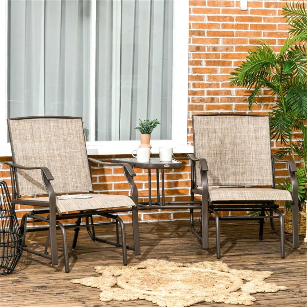 Tavern Table and Chair Double Patio Glider with Tea Table